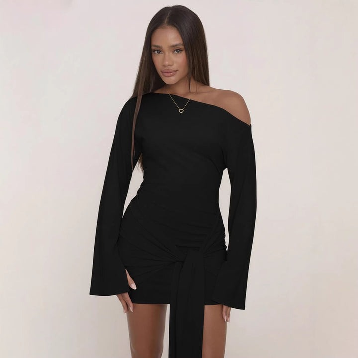 Damen Asymmetrisches One-Shoulder Miniwickelkleid mit Knotenfront und Drapé‑Schleife Echo Archiv