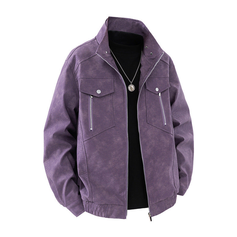 Herren klassische Wildlederjacke mit praktischen Taschen Echoarchiv