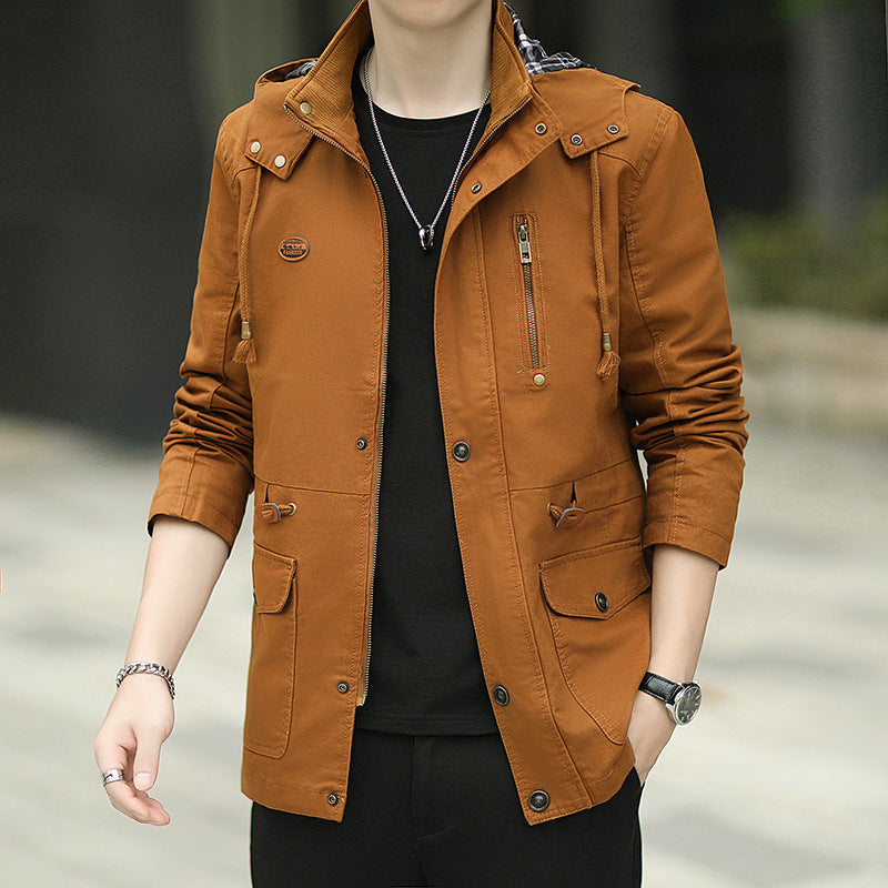 Herren Kapuzen-Canvas-Parka im Urbanen Utility-Design Echoarchiv