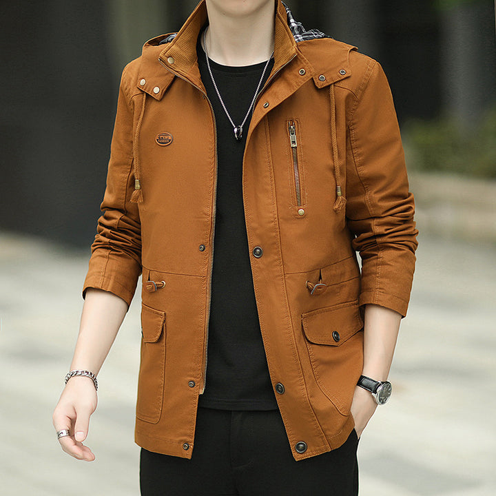Herren Kapuzen-Canvas-Parka im Urbanen Utility-Design Echoarchiv