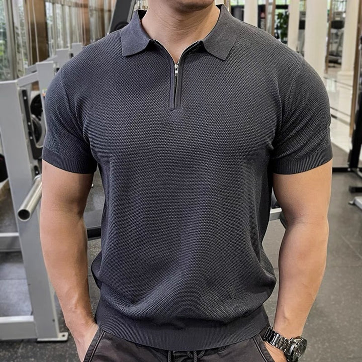 Herren Strukturierte Kurzarm Poloshirt Echoarchiv