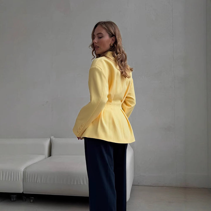 Damen Taillierter Blazer mit Kellerfalten und schwingendem Peplum Echoarchiv