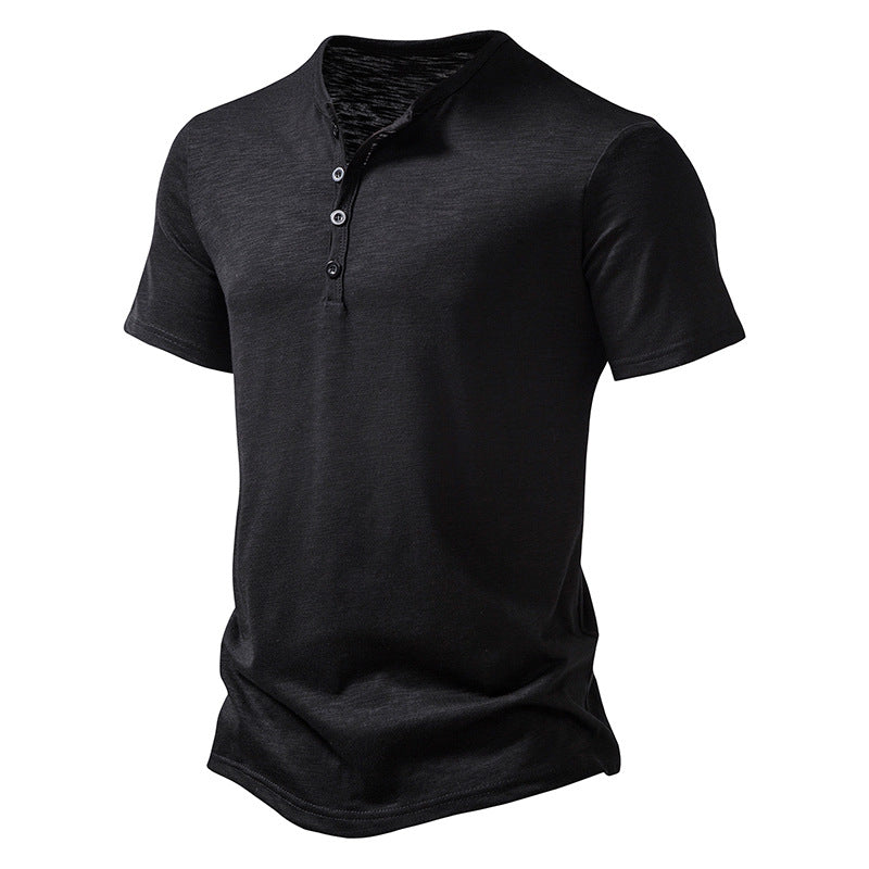 Herren Kurzarm Henley-T-Shirt mit Knopfleiste und atmungsaktivem Material Echoarchiv