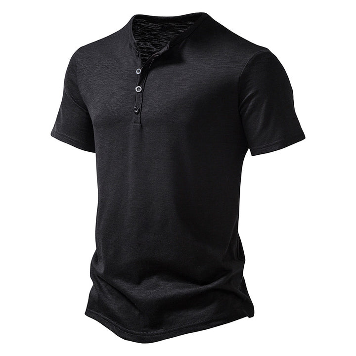 Herren Kurzarm Henley-T-Shirt mit Knopfleiste und atmungsaktivem Material Echoarchiv
