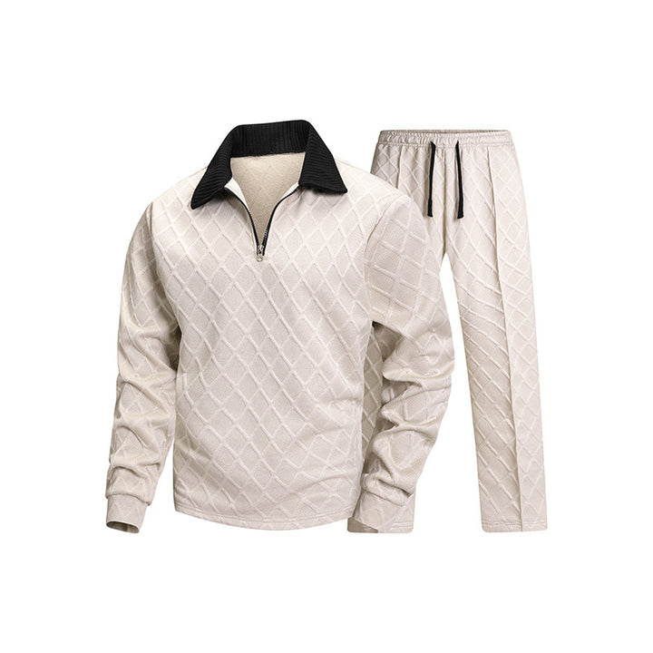Herren Elegantes gesteppter Lounge-Set mit Halbzip-Kragen & Kordelbund Echoarchiv