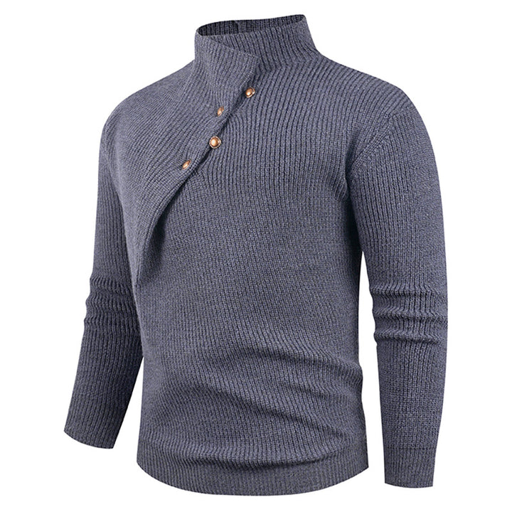 Herren Strickpullover mit modernem Stehkragen und dekorativen Knöpfen Echoarchiv