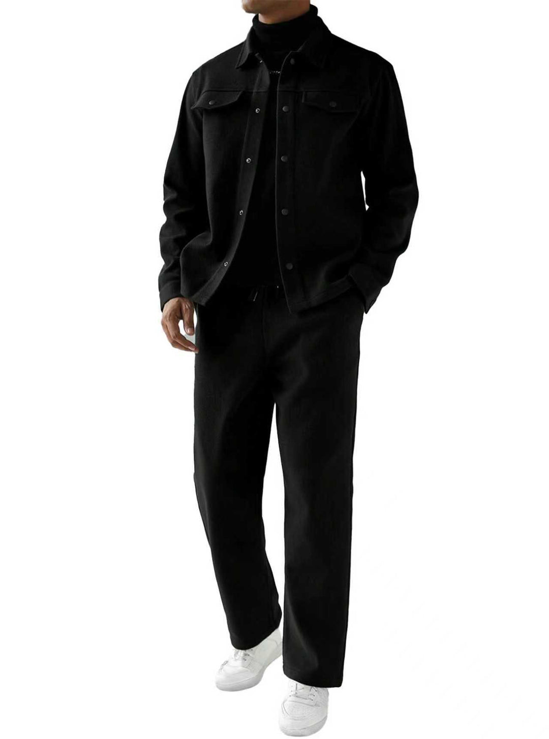 Herren nan zweiteiliges Overshirt- und Relaxhose-Set aus weichem Baumwollfrottee mit Druckknopfleiste und Tunnelzug Echo Archiv