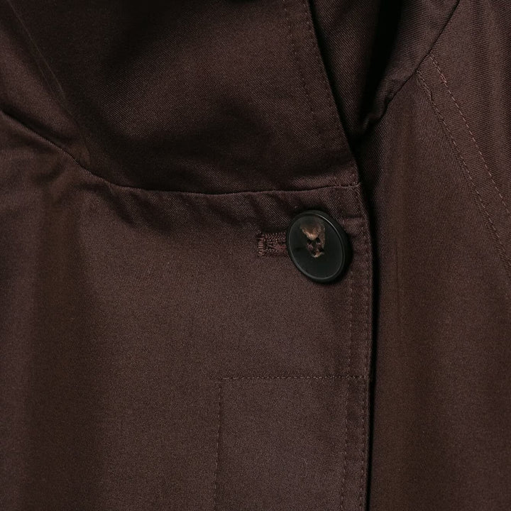 Damen Kurze Taillierte Regenjacke im Trenchstil mit Stehkragen und Bindegürtel Echoarchiv