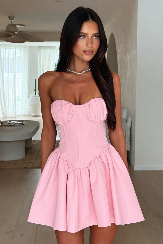 Damen Bustierkleid mit ausgestellt Rock und Raffungen Echo Archiv