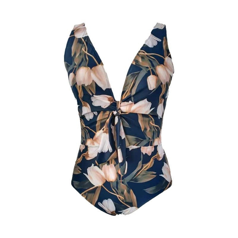 Damen Einteiliger Badeanzug mit floralem Wickeldesign Echo Archiv