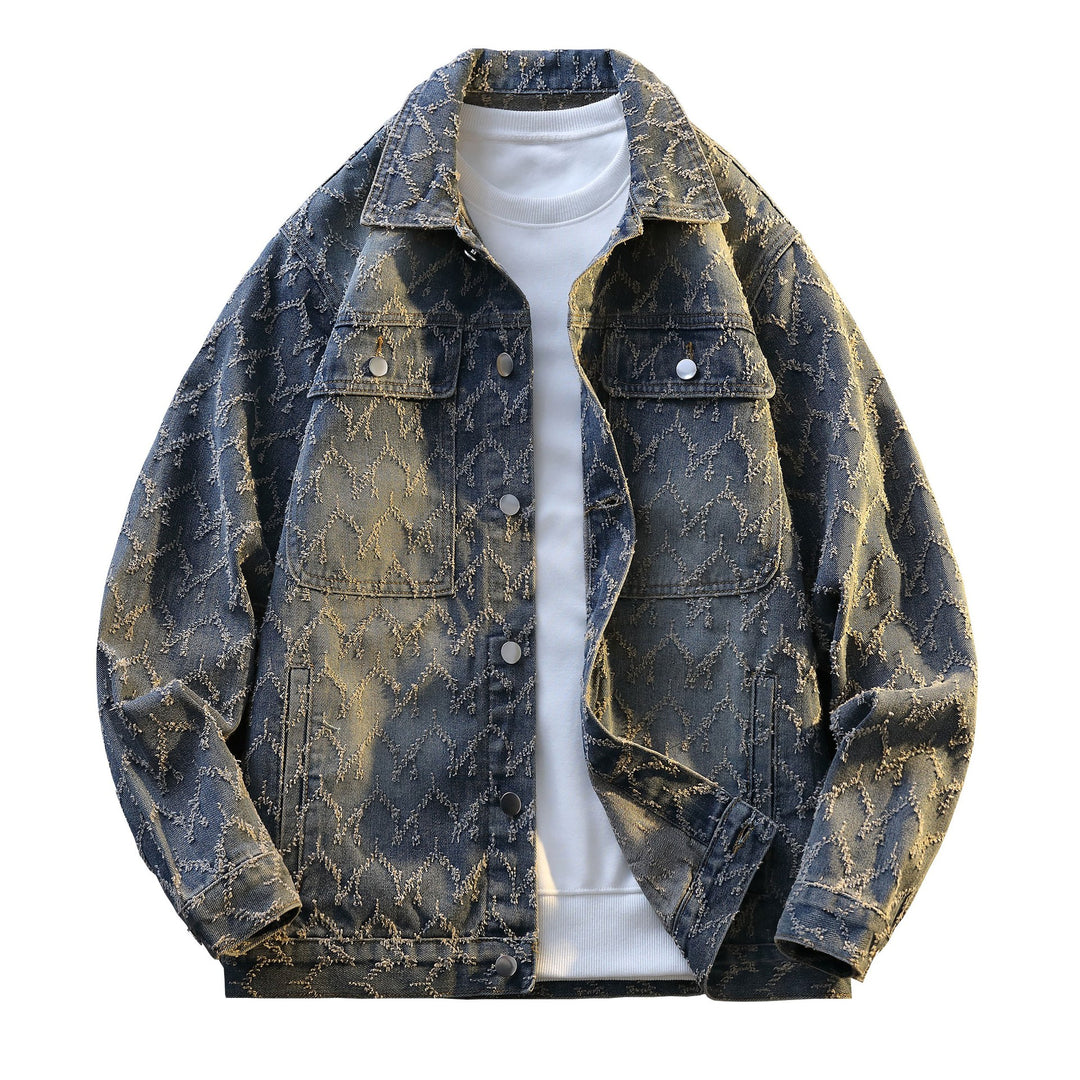 Herren Oversize-Jeansjacke mit gestepptem Allover‑Muster und Brusttaschen Echo Archiv