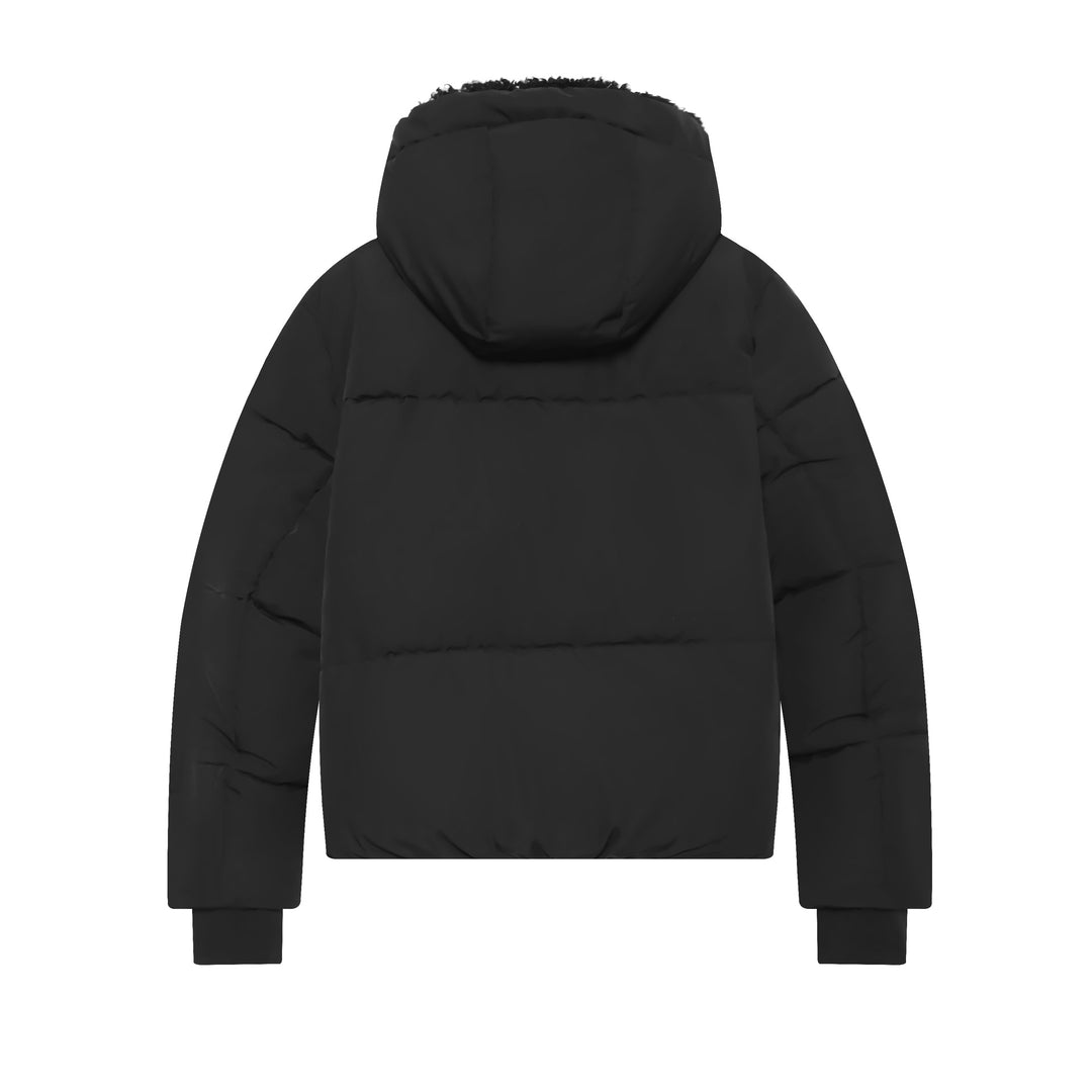 Damen Kurze wattierte Steppjacke mit Teddygefütterter Kapuze Echoarchiv
