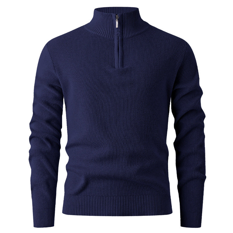 Herren Strickpullover mit halbem Reißverschluss und Rippenstruktur Echoarchiv
