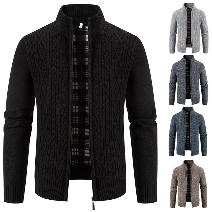 Herren Strickjacke mit hochschließendem Kragen und strukturiertem Design Echoarchiv