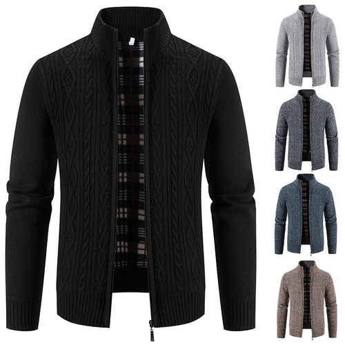 Herren Strickjacke mit hochschließendem Kragen und strukturiertem Design Echoarchiv