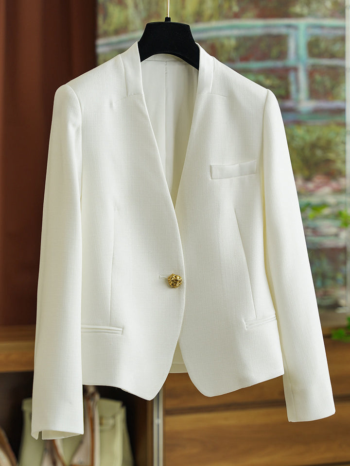 Damen Klassischer Blazer mit glänzendem Knopf Echoarchiv