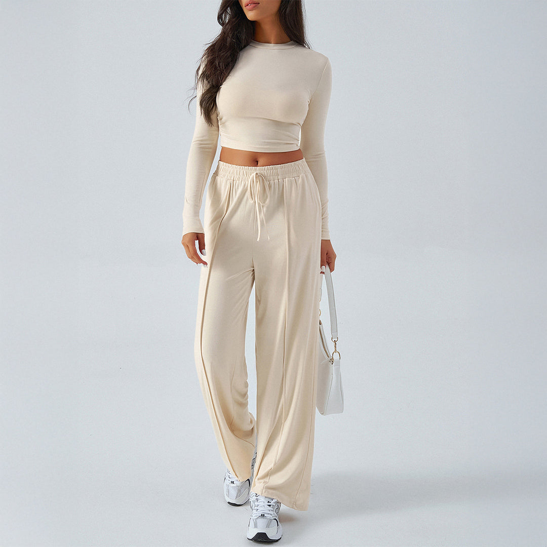 Damen weite Loungehose mit elastischem Kordelbund und fließender Jersey‑Qualität – Avélisse