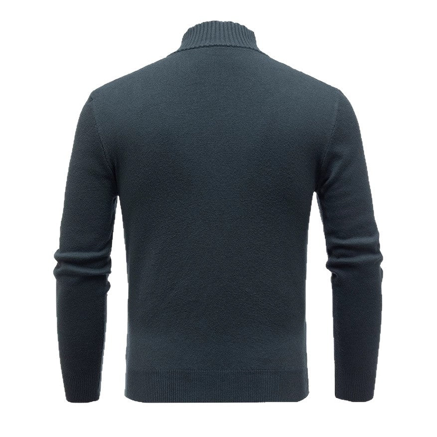Herren Strickpullover mit modernem Stehkragen und feinem Rippdesign Echoarchiv