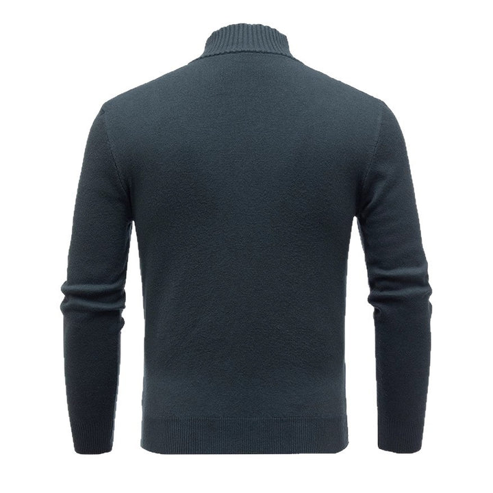 Herren Strickpullover mit modernem Stehkragen und feinem Rippdesign Echoarchiv