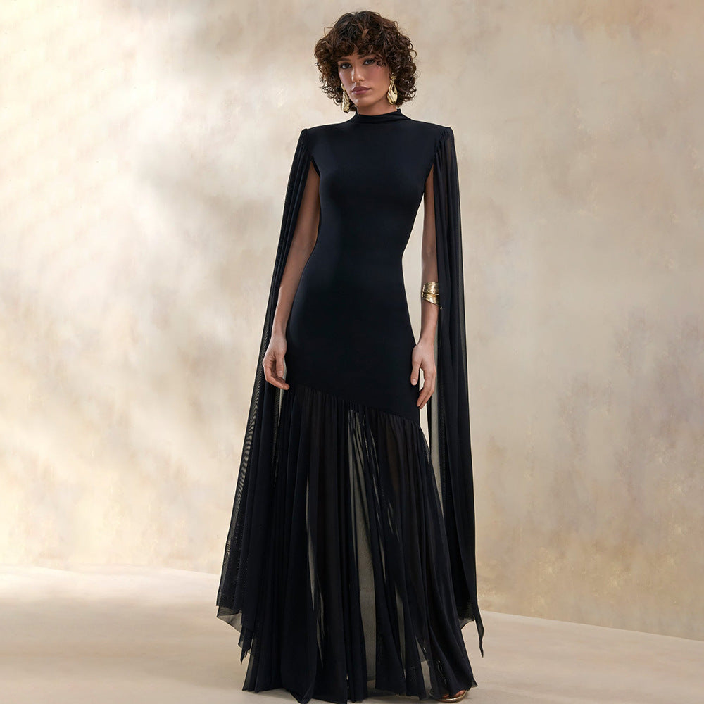Damen Elegantes Maxikleid mit fließenden Ärmeln und raffiniertem Schnitt Echo Archiv