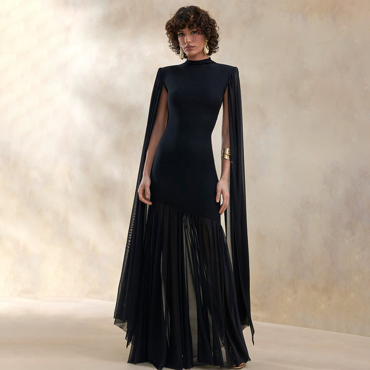 Damen Elegantes Maxikleid mit fließenden Ärmeln und raffiniertem Schnitt Echo Archiv