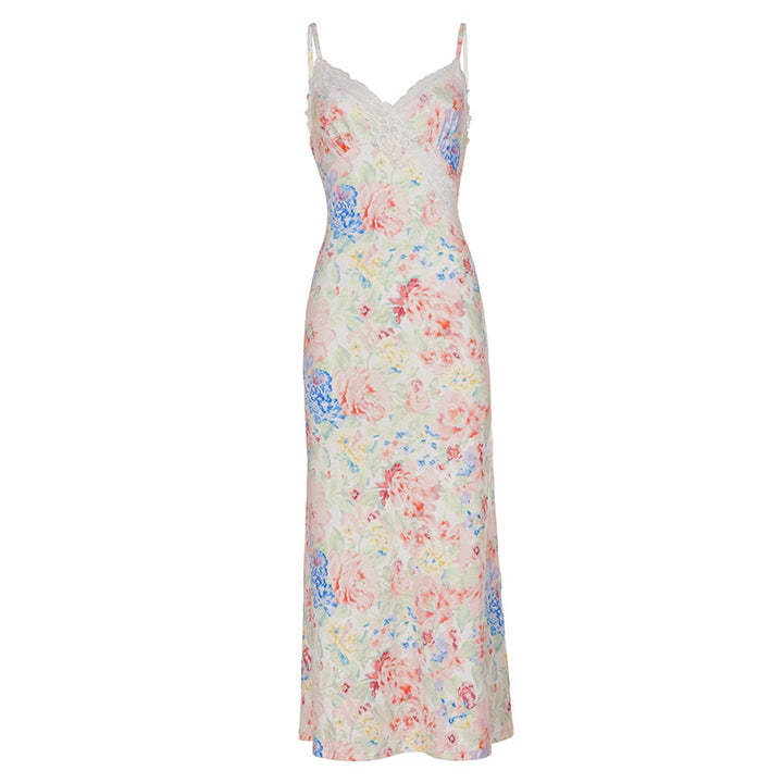 Damen Maxikleid mit floralen Akzenten und Spitzenbesatz Echo Archiv