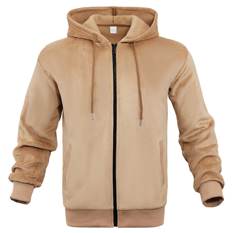 Herren Strukturiertes Kapuzen-Sweatshirt mit Vollzip, Seitentaschen und Rippbündchen Echoarchiv