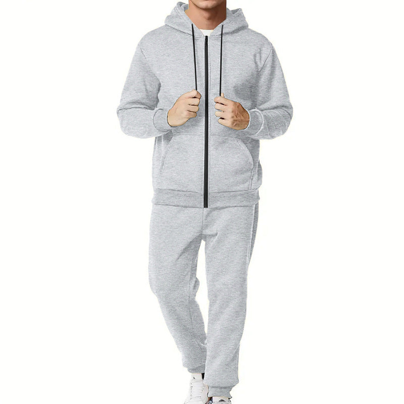 Herren zweiteiliges Zip-Hoodie und schmal zulaufende Jogginghose aus French Terry – Marzano