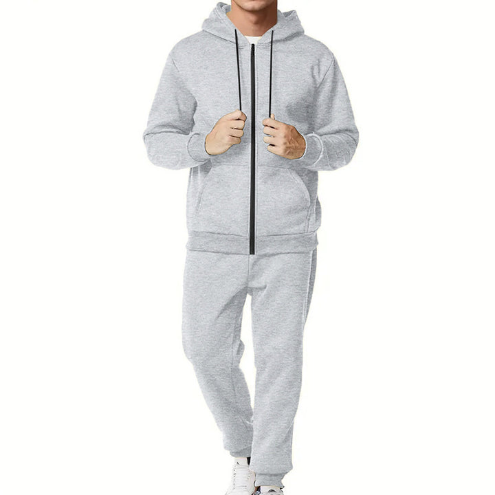 Herren zweiteiliges Zip-Hoodie und schmal zulaufende Jogginghose aus French Terry – Marzano