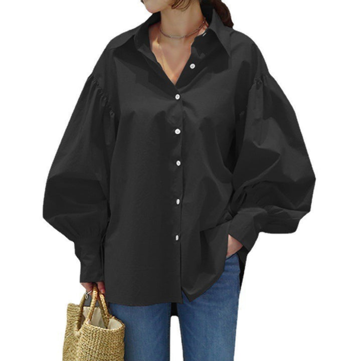Damen Oversize-Bluse mit Ballonärmeln und Hemdkragen Echo Archiv