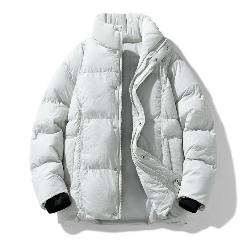 Männer gesteppte thermisch isolierte Winterjacke mit hohem Stehkragen und verdeckter Druckknopfleiste – Marzano