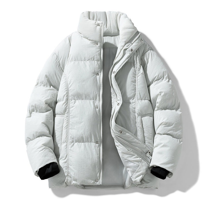 Männer gesteppte thermisch isolierte Winterjacke mit hohem Stehkragen und verdeckter Druckknopfleiste – Marzano