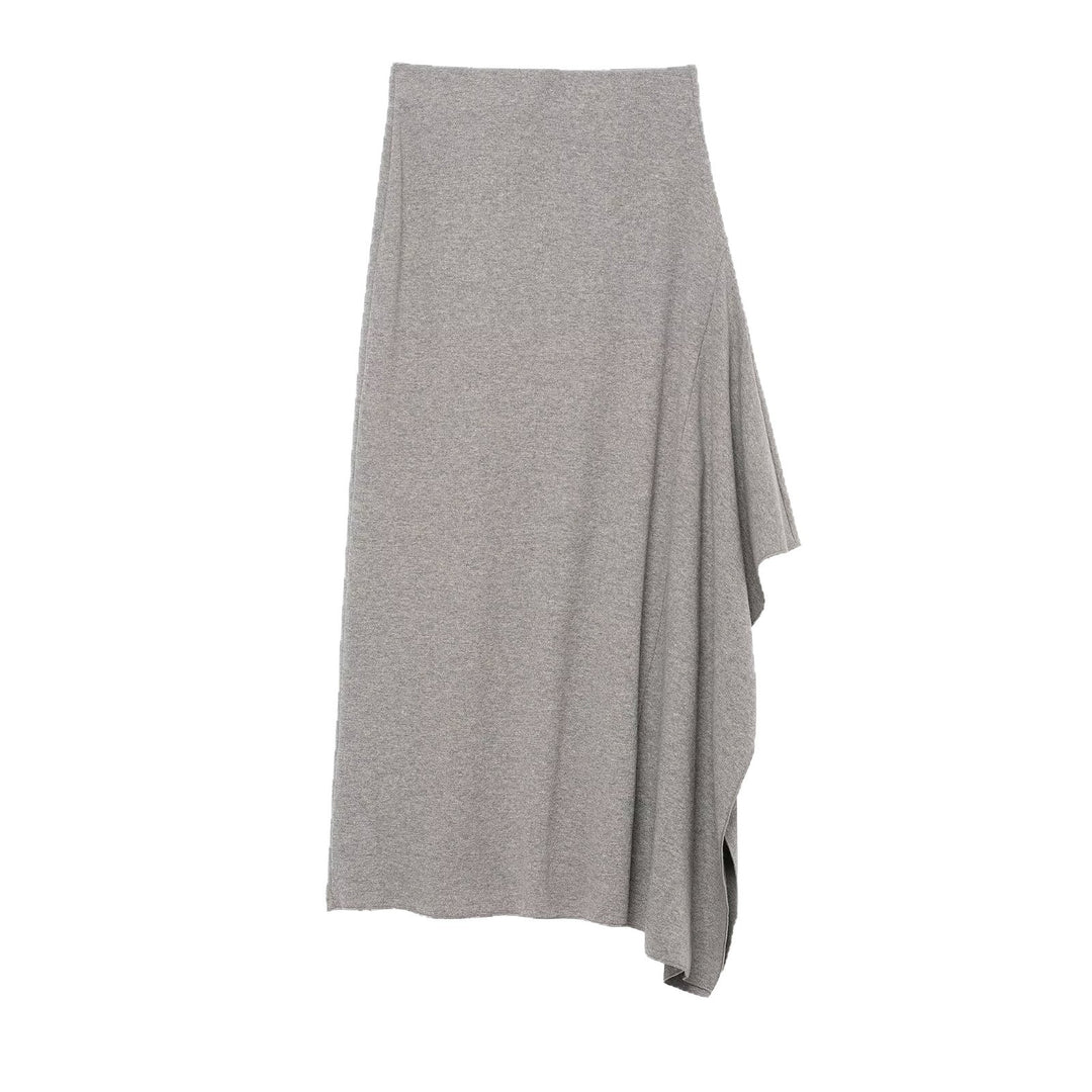 Damen Asymmetrischer Midirock aus Feinstrick mit drapiertem Seitenschlitz Echo Archiv