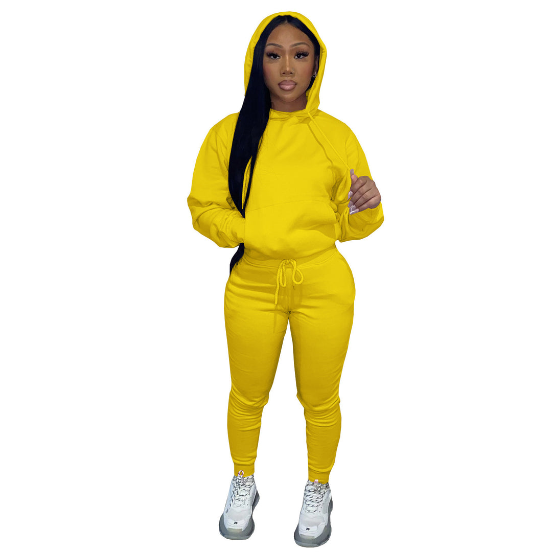 Damen nan Kapuzen-Lounge-Set mit Kängurutasche taillierter Jogginghose und Bündchen Echo Archiv
