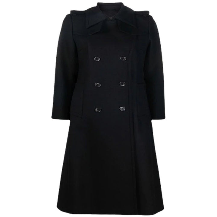 Damen Gehrock-Mantel im Trenchcoat-Stil mit betonter Taille und Schulterriegel Echoarchiv