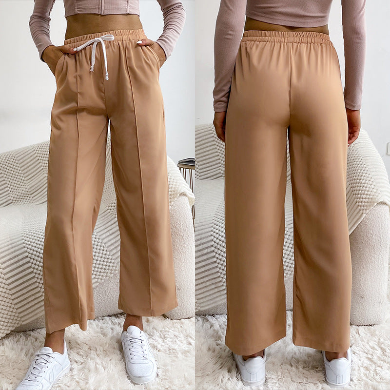 Damen Relaxed-Hose mit Elastikbund, Kordelzug und Bügelfalte Echoarchiv