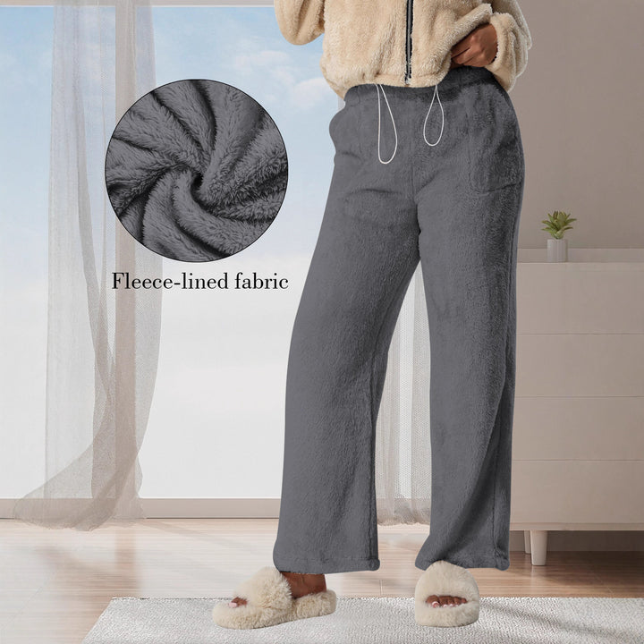 Damen Kuschelige Lounge‑Hose mit weitem Bein, Fleecegefüttert und Kordelzug – Avélisse