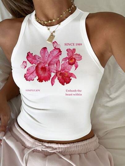 Damen ärmelloses Tanktop mit fröhlichem Kirschmotiv Echo Archiv