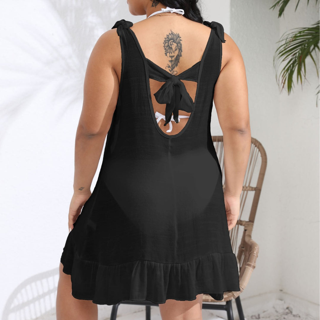 Damen lässiges Strandkleid mit Rüschensaum und Trägerdetail Echo Archiv
