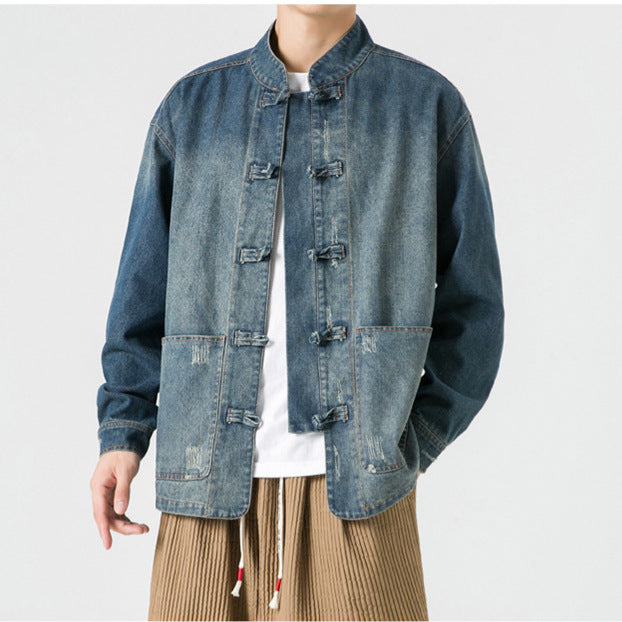 Herren Denim Arbeitsjacke mit Stehkragen Echo Archiv