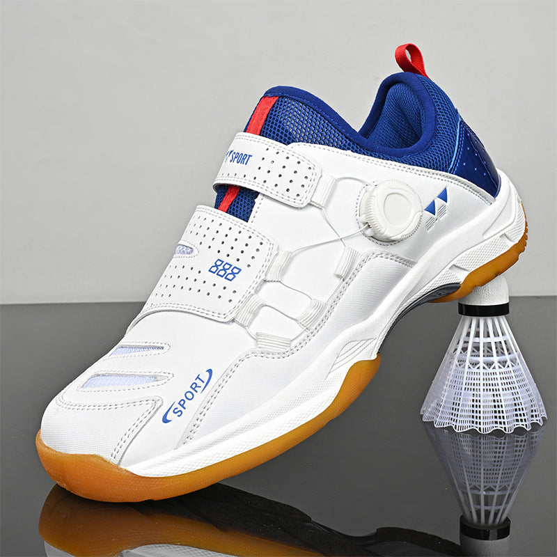 Unisex leichte Badminton‑Hallenschuhe mit rutschfester Gummilaufsohle, doppelte Klett‑Fixierung und Drehverschluss – Tavélo
