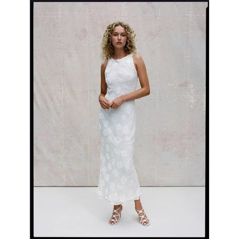 Damen Maxi-Kleid mit floralem Spitzenmuster und elegantem, schwingendem Saum Echo Archiv