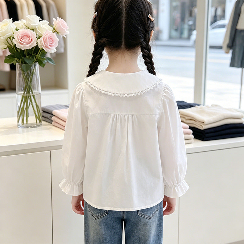 Mädchen elegante Bluse mit rüschenbesetztem Kragen Echo Archiv
