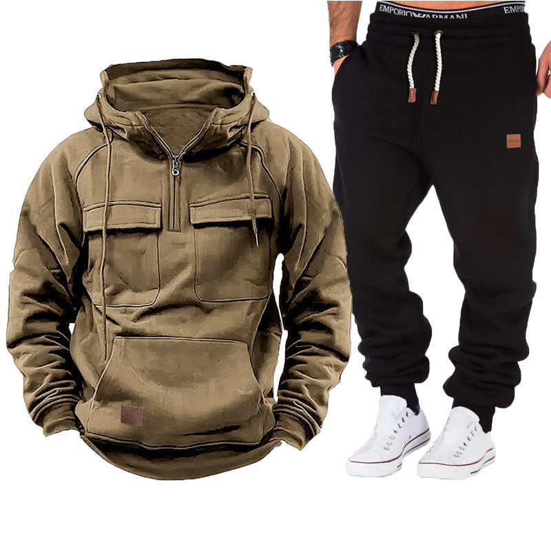 Herren funktionale Kapuzenjacke mit durchgehendem Reißverschluss und praktischen Taschen Echoarchiv