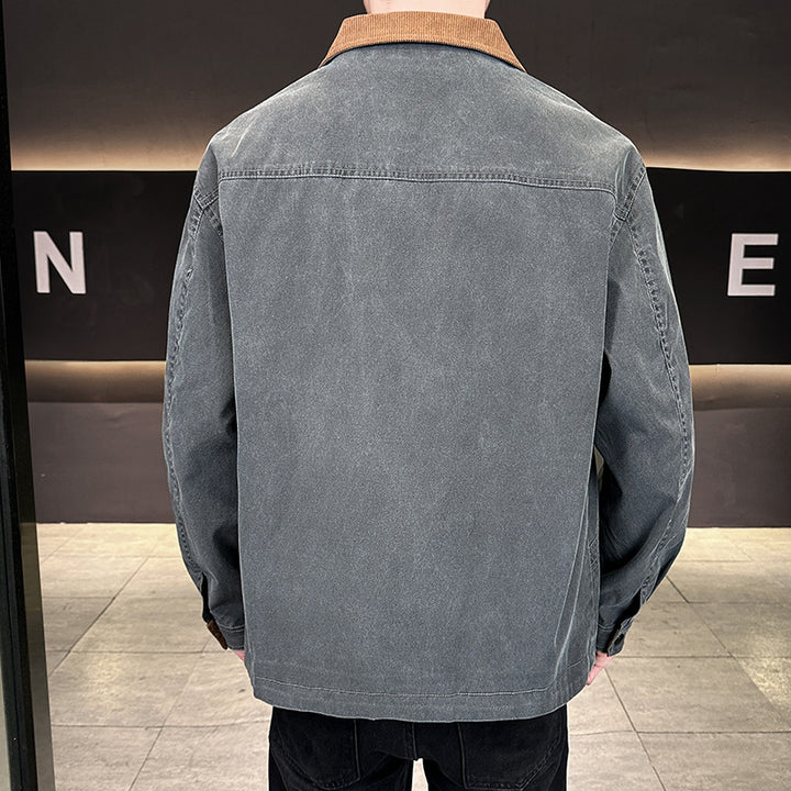 Herren Canvas-Fieldjacke mit Cordkragen, durchgehendem Reißverschluss und ergonomischen Nahtdetails Echoarchiv