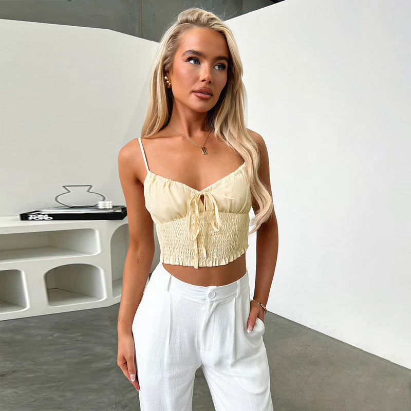 Damen Crop-Top mit Rüschendetails und verstellbaren Spaghettiträgern Echo Archiv