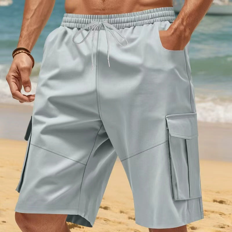 Herren nan technische Reisefreizeit-Bermuda mit elastischem Bund, Kordelzug und funktionalen Klapptaschen Echo Archiv