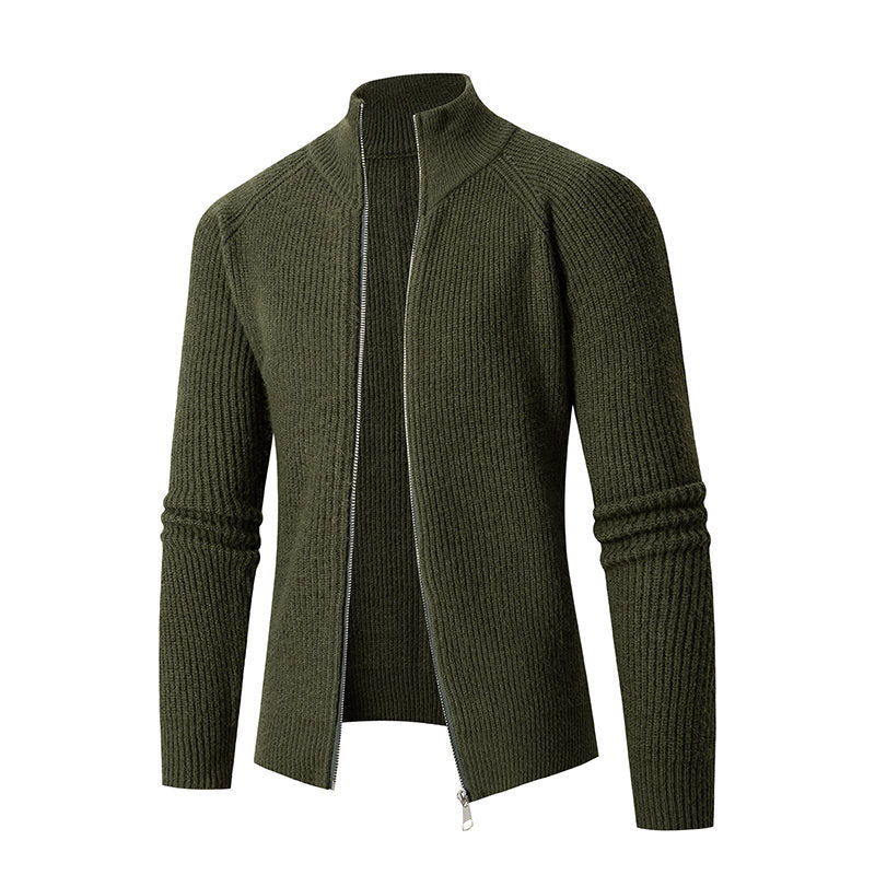Herren modische Strickjacke mit durchgehendem Reißverschluss und hochgeschlossenem Kragen Echoarchiv