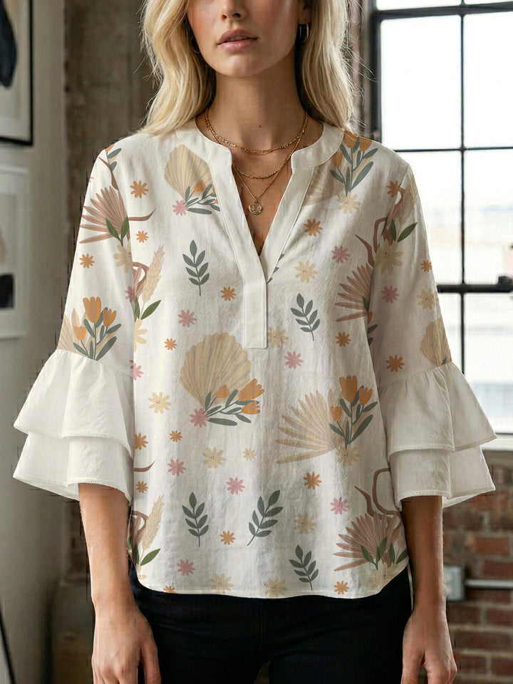 Damen Bluse mit Rüschendetails und auffälligem Animal-Print Echo Archiv