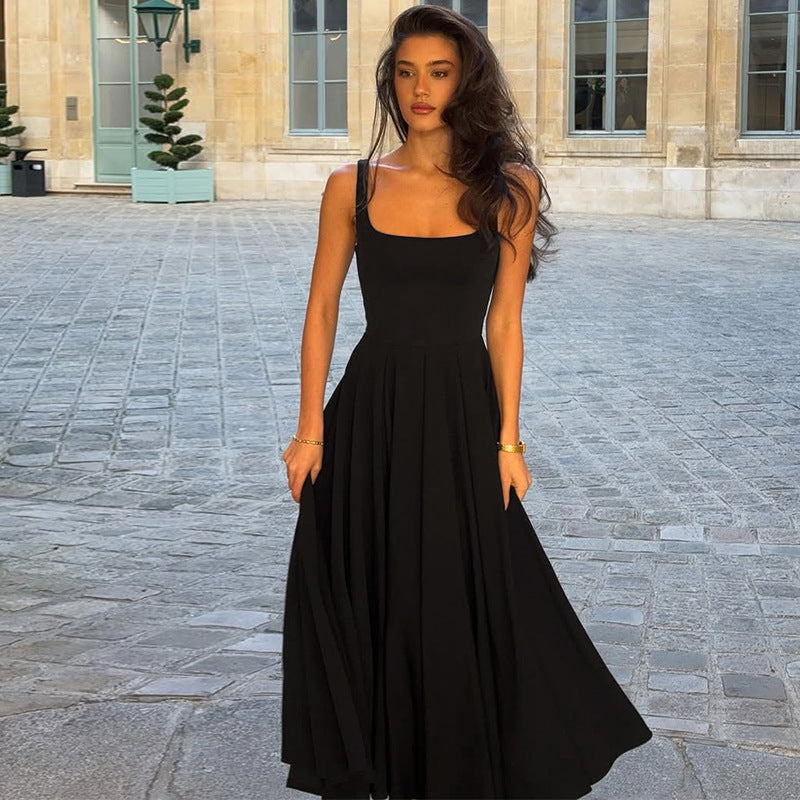 Damen Elegantes Maxikleid mit A-Linie und breiten Trägern Echo Archiv
